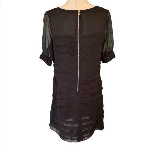 NWT Tulle Anthropologie Black Layered Semi-Sheer Sleeve  Tunic Dress - L - Picture 5 of 11